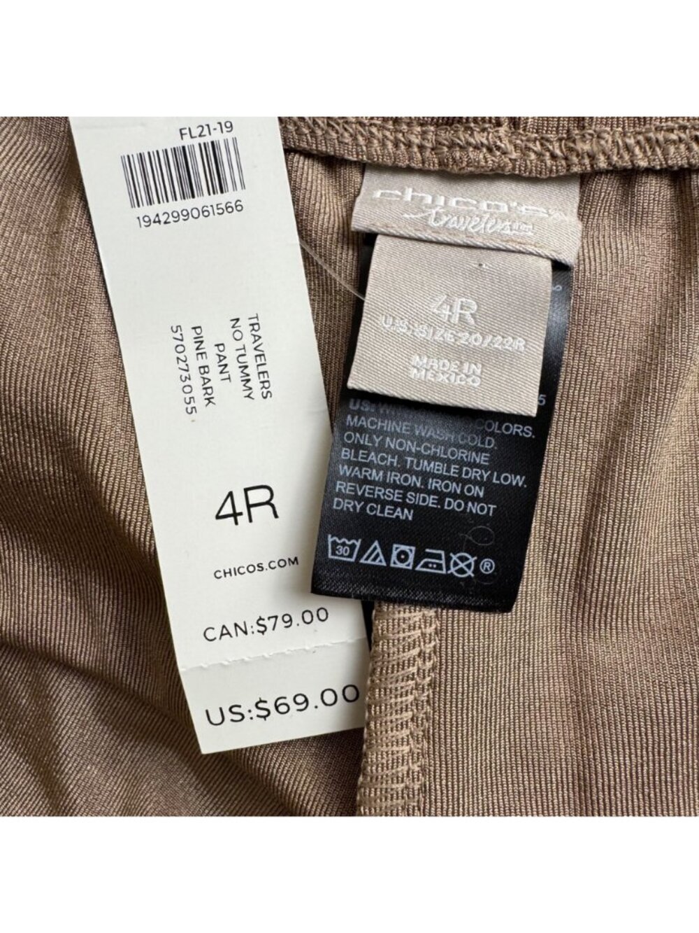 Chico's Travelers NEW No Tummy Wide Leg Pants Chico's Size 4R (US 20/22R) Beige - Picture 5 of 9